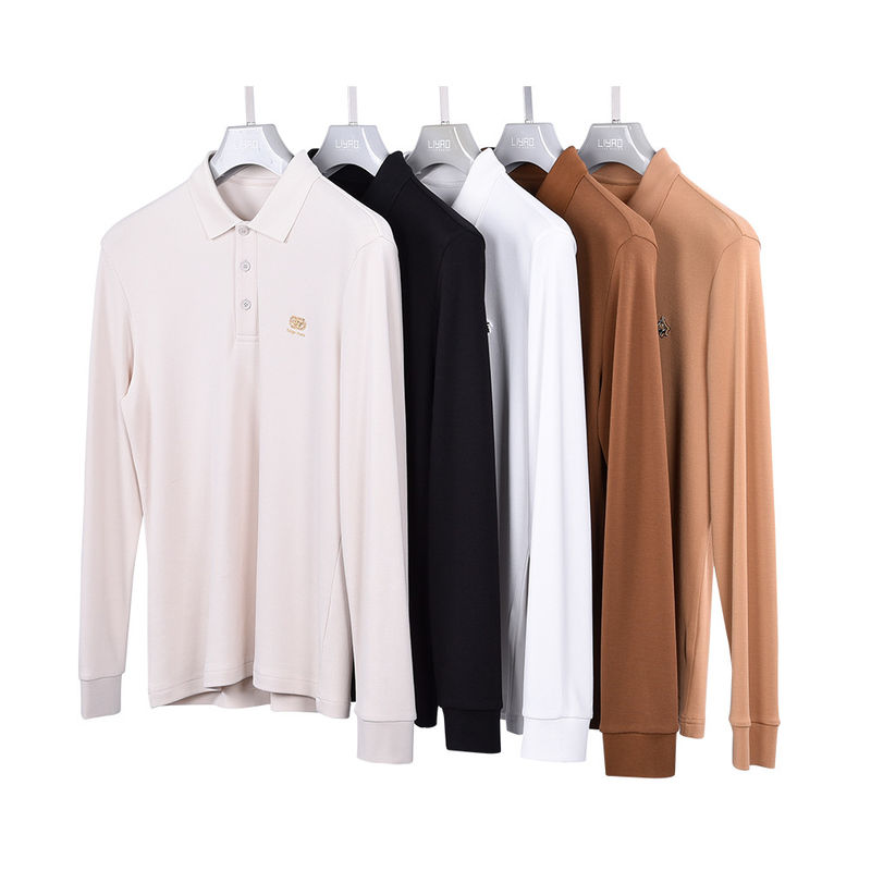 Cotton tay dài áo Polo nam Đồ mặc màu mùa thu có thể thở