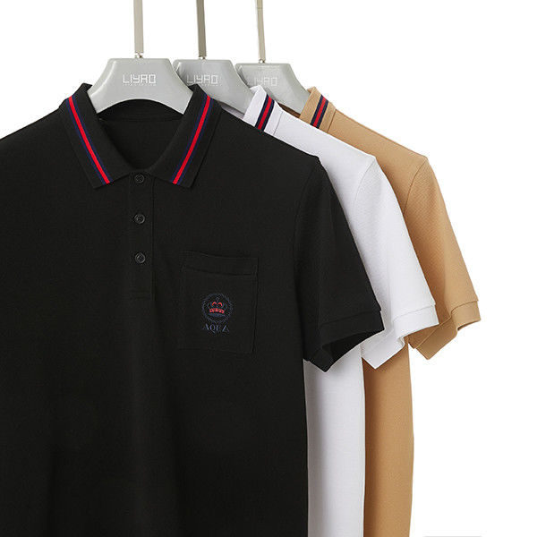 Dệt dệt dệt kiểu đơn giản Polo áo sơ mi nam giới với vải dễ thở và thân thiện với da
