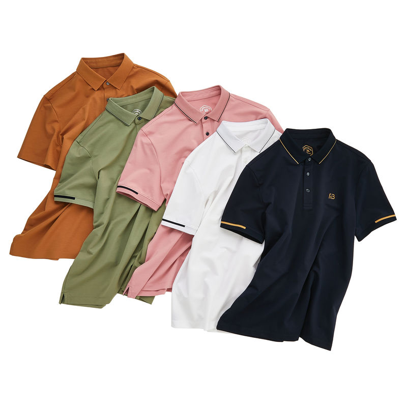 Áo polo golf màu rắn nam với thêu logo tùy chỉnh và vải polyester
