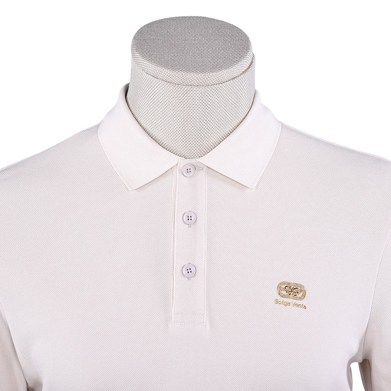 Áo thun Polo chống nếp nhăn màu trắng tay áo dài Logo tùy chỉnh