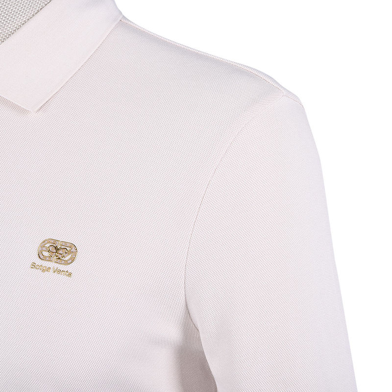 Áo thun Polo chống nếp nhăn màu trắng tay áo dài Logo tùy chỉnh