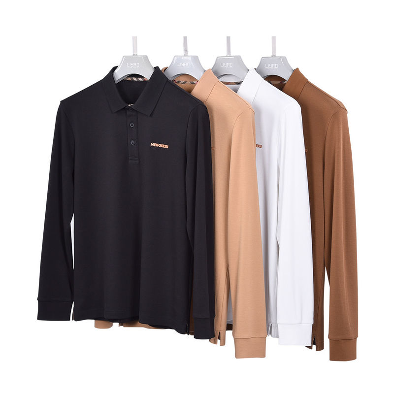 92 Polyester 8 Spandex Polo Shirts cho nam giới tay dài Polo đơn giản chống nhăn