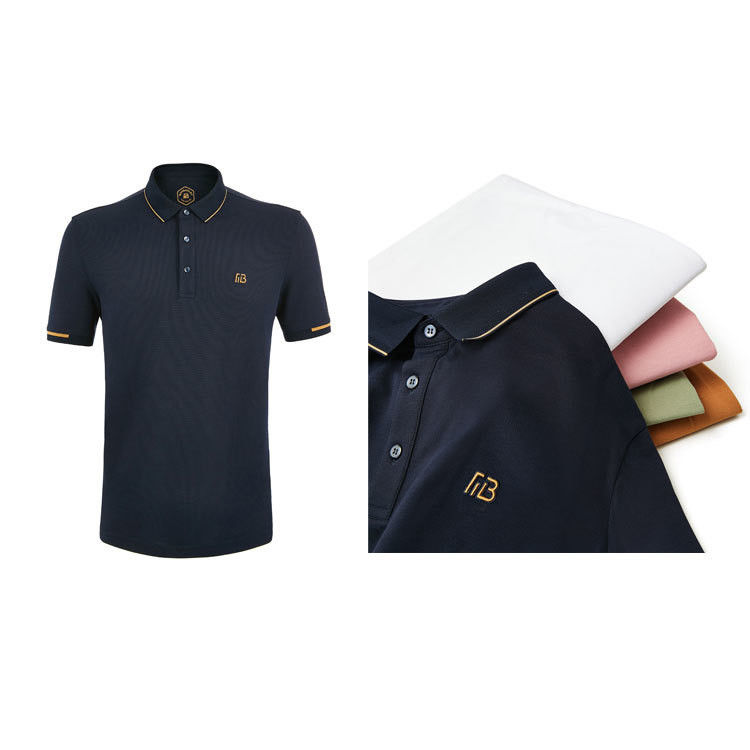 100% vải bông áo thun Polo đơn giản nam với cổ áo Polo và in màu xanh lá cây
