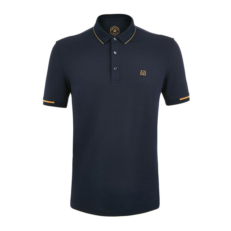 100% vải bông áo thun Polo đơn giản nam với cổ áo Polo và in màu xanh lá cây