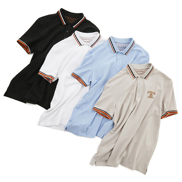 Áo Polo Đen Đàn ông trong vải Jersey với logo tùy chỉnh và cổ áo lưng