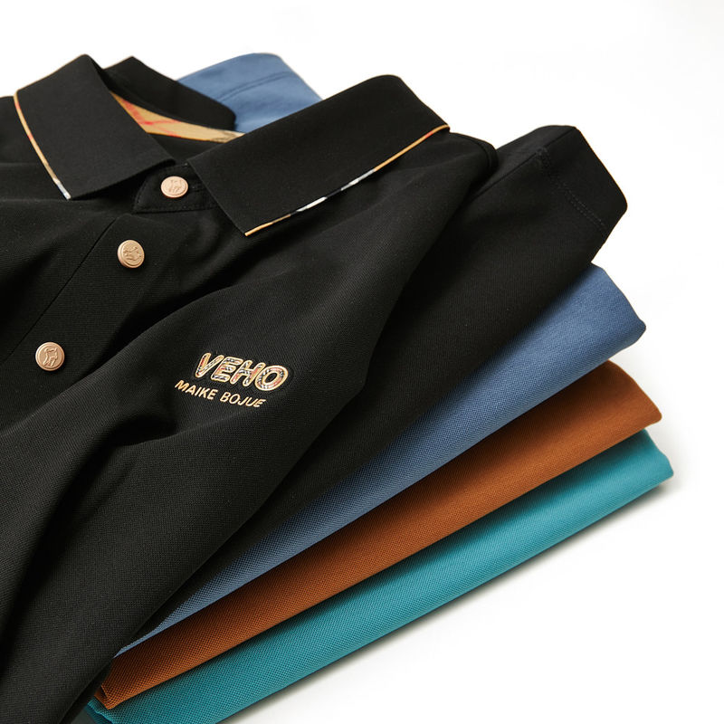 Polo Collar Áo thun nam giới với logo thêu theo yêu cầu trong Spandex polyester bông tinh khiết