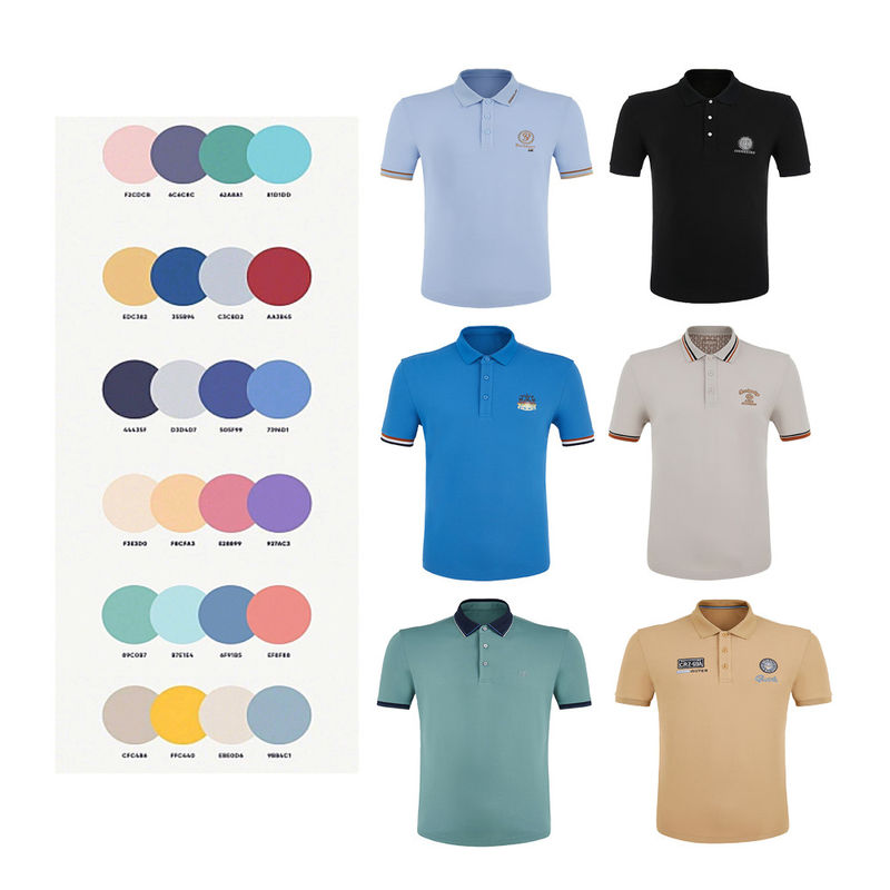 Màu tùy chỉnh Logo màu xanh lá cây màu xanh lam áo Polo thể thao 2024 mới nhất thoải mái vải trọng lượng 170-210Grams