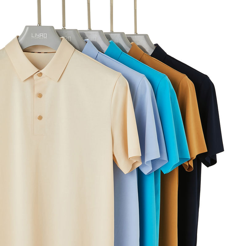95% Cotton 5% Spandex Man Golf Business Uniform Màu cứng Polo Shirt cho màn trình diễn