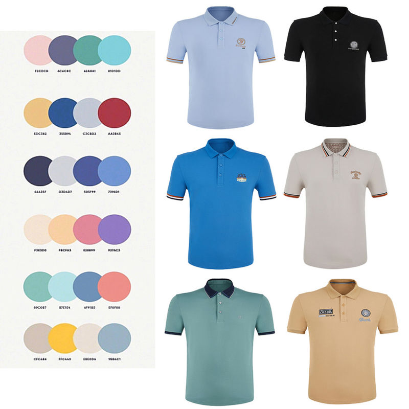 Hỗ trợ 7 ngày Mẫu đơn đặt hàng Thời gian dẫn dắt Bông đan Logo tùy chỉnh Tay ngắn Polo T-shirt