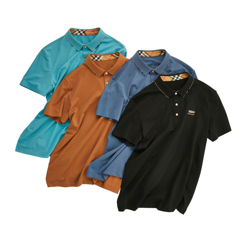 Phương pháp dệt đan áo thun Polo sang trọng thở cho nam 100% bông Logo tùy chỉnh