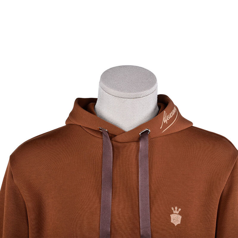 Chất lượng cao áo khoác hoodie nam giới bông hữu cơ áo phông màu nâu 400 Gsm vải vải hoodies cổ điển