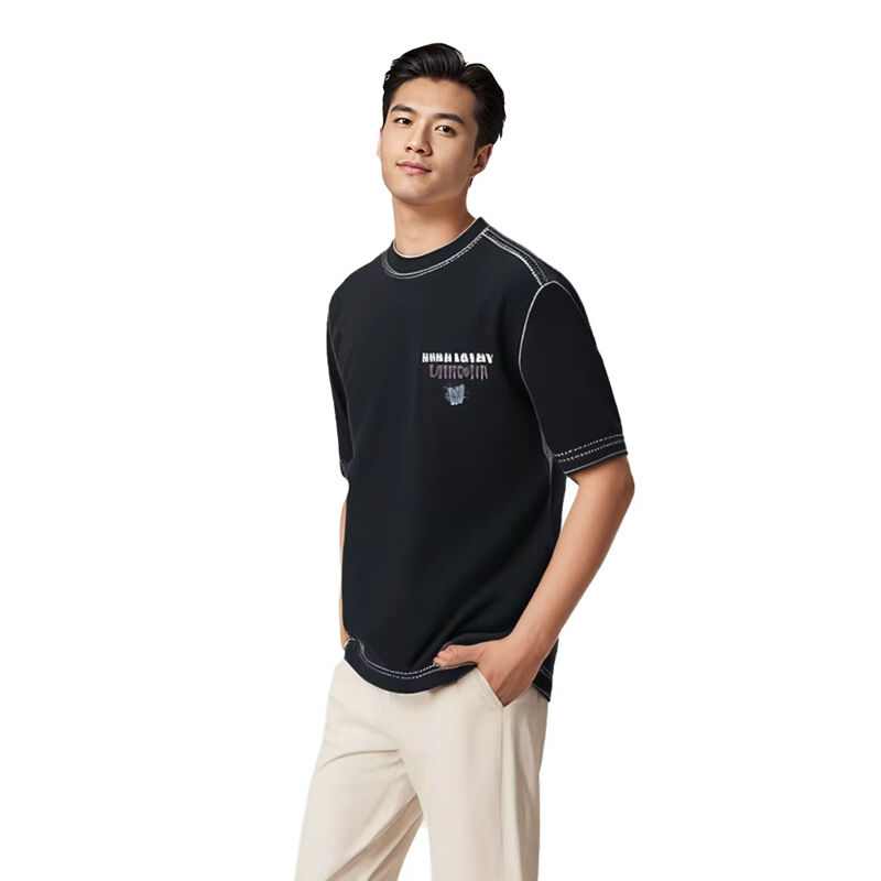 Giá cạnh tranh Logo tùy chỉnh Trọng lượng lớn 100% Cotton Đen O-Neck áo phông cho nam giới