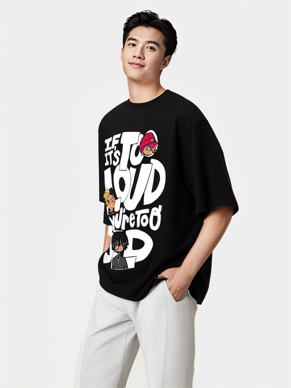 Áo thun nam oversized cotton 100% giặt axit kiểu vintage, cổ điển, cổ tròn, thiết kế phai màu, có thể tùy chỉnh logo, tay ngắn/dài