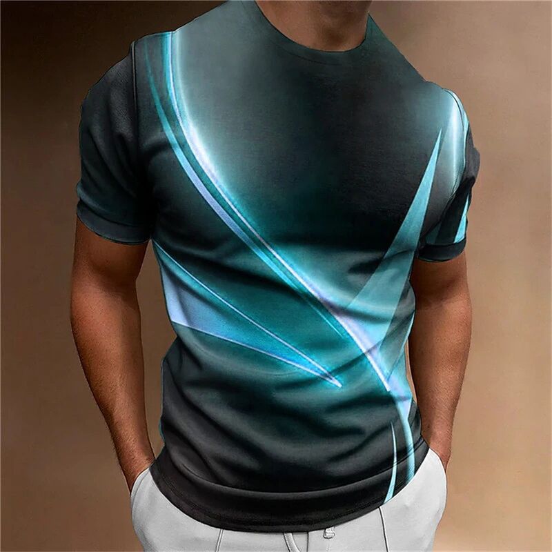 Casual Men Running T-Shirt 3D in kỹ thuật số Quick Dry Soft Polo Collar Fitted Style Tay áo ngắn Vải đan