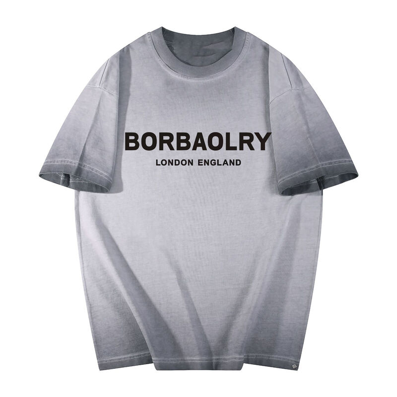 Áo thun nam tùy chỉnh nóng giặt để làm kiểu cũ áo lớn logo tùy chỉnh in thời trang giản dị áo sơ mi tay ngắn