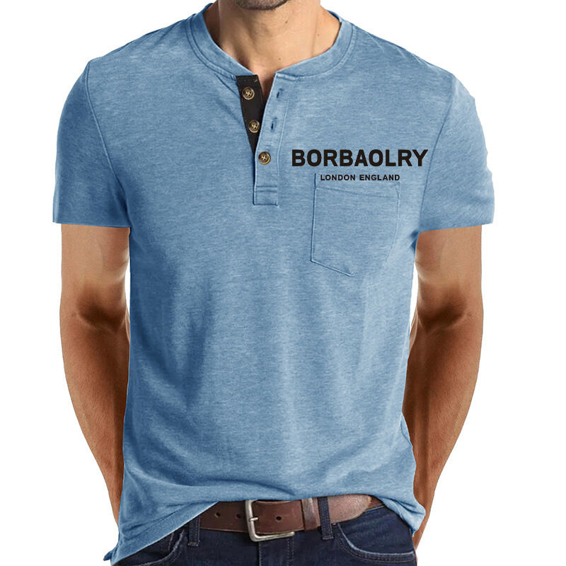 Áo thun ngắn tay bán chạy, áo thun cotton tùy chỉnh nhanh khô có 3 nút cho nam