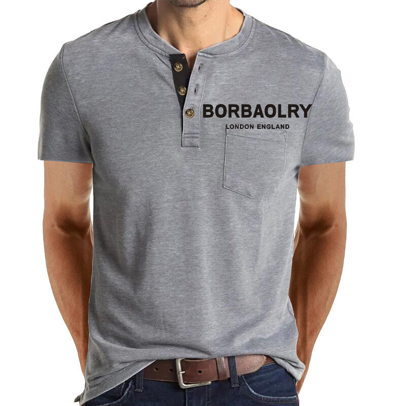 Áo thun ngắn tay bán chạy, áo thun cotton tùy chỉnh nhanh khô có 3 nút cho nam