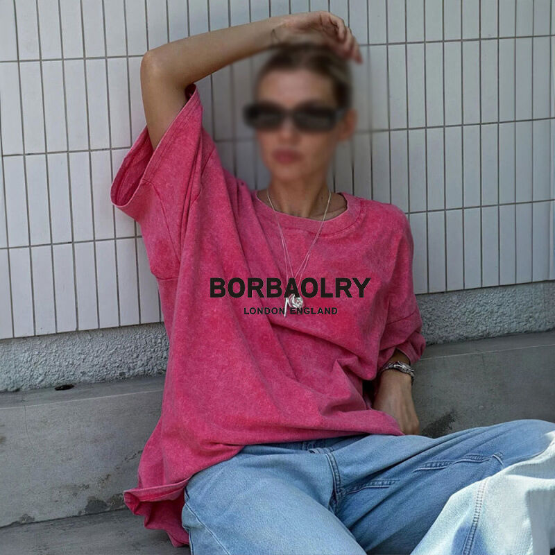 Áo thun bông chất lượng cao Áo thun vintage vintage lớn màu rắn Áo thun giặt Áo thun vintage hạng nặng