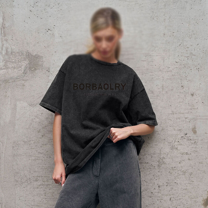 Áo thun bông chất lượng cao Áo thun vintage vintage lớn màu rắn Áo thun giặt Áo thun vintage hạng nặng