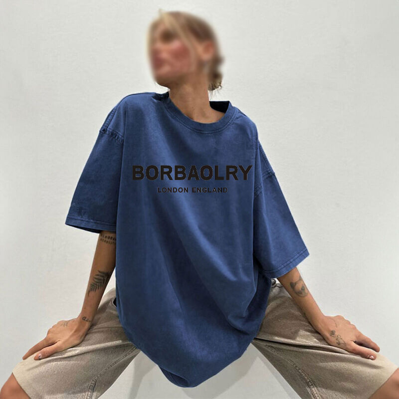 Áo thun bông chất lượng cao Áo thun vintage vintage lớn màu rắn Áo thun giặt Áo thun vintage hạng nặng