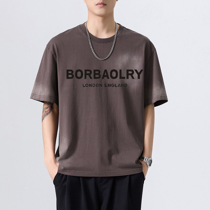 Áo thun cotton unisex oversized 280 Gsm Vintage Acid Wash In DTG Tùy chỉnh Heavyweight Streetwear cho nam