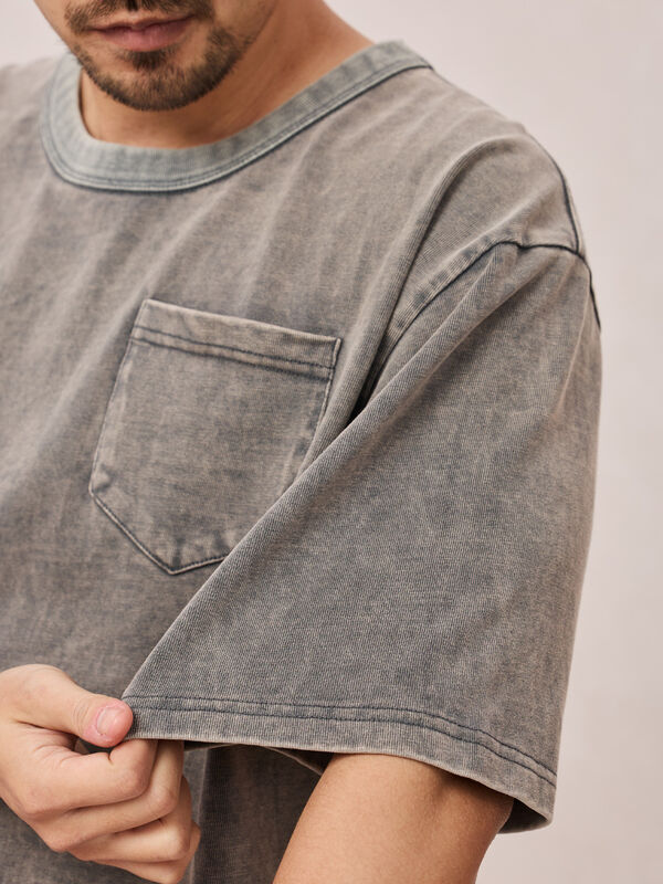 Áo thun nam oversize đen in vintage nặng ký mùa hè unisex