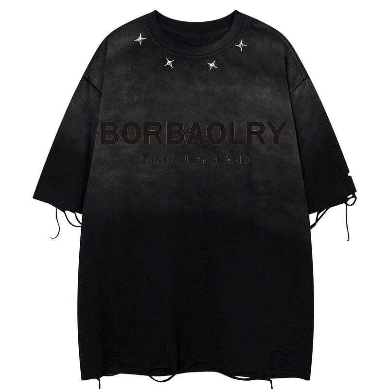 Mùa hè giặt cũ kích thước lớn Vintage đường phố nút trang trí kích thước trắng đơn giản áo phông thể thao áo phông tay ngắn phong cách nam