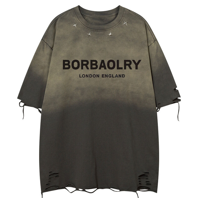 Mùa hè giặt cũ kích thước lớn Vintage đường phố nút trang trí kích thước trắng đơn giản áo phông thể thao áo phông tay ngắn phong cách nam