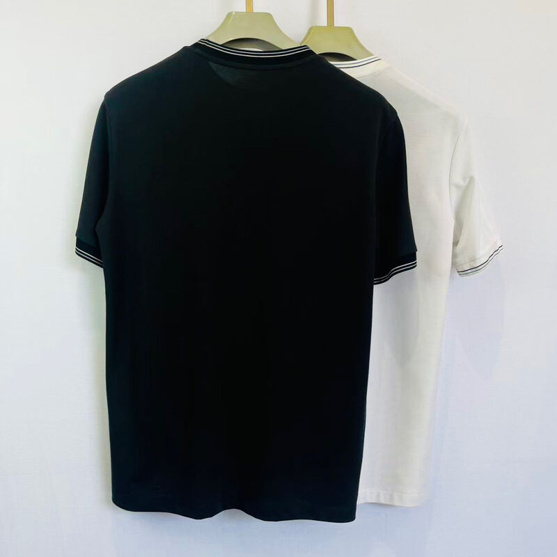 Áo Polo Nam Thêu Logo | Túi Ngực Viền Trắng Đen & Thiết Kế Monogram Thời Thượng Áo Polo Nam Chất Liệu Pique