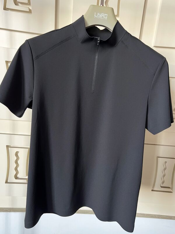 Áo thun nam cổ cao, tay ngắn, co giãn, nhanh khô, thoáng khí cho thể thao ngoài trời