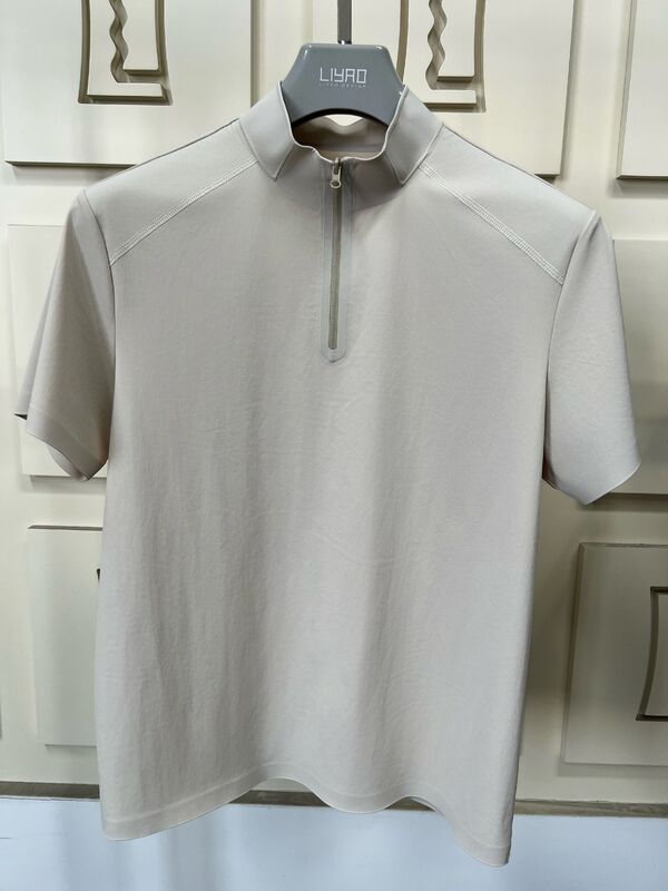 Áo thun nam cổ cao, tay ngắn, co giãn, nhanh khô, thoáng khí cho thể thao ngoài trời