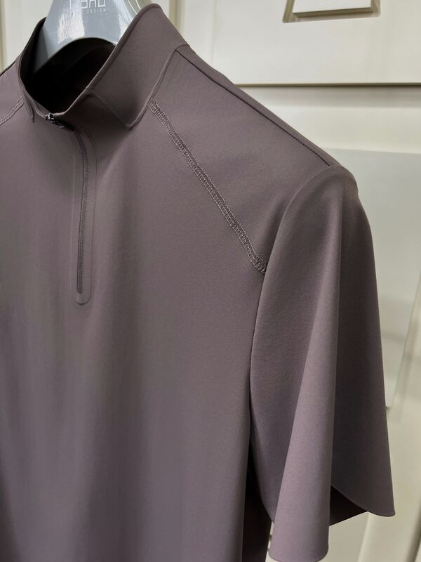 Áo thun nam cổ cao, tay ngắn, co giãn, nhanh khô, thoáng khí cho thể thao ngoài trời