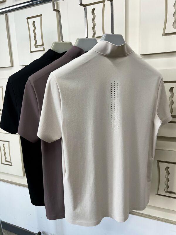 Áo thun nam cổ cao, tay ngắn, co giãn, nhanh khô, thoáng khí cho thể thao ngoài trời