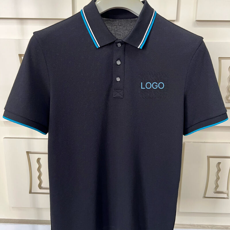 Áo polo nam giới với kết cấu tương phản và thiết kế 100% Cotton Piqué chất lượng cao T-shirt nhà máy Áo polo nam