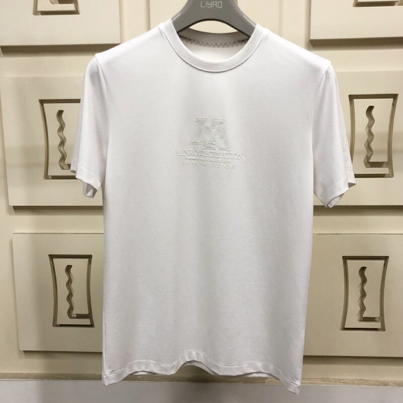 Áo thun bông hữu cơ cao cấp cho nam giới - Áo thun với logo nổi, vải mềm thở cho mặc bình thường & kinh doanh