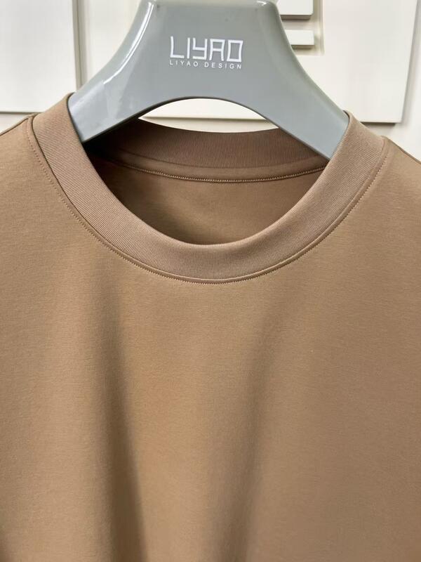 Áo ngắn tay dáng rộng thoải mái phong cách vintage đơn giản màu trơn cho nam