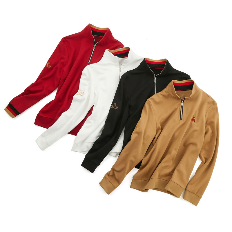 Áo hoodie cotton thời trang mềm mại, cổ đứng, thêu tinh xảo, sản xuất theo yêu cầu, khóa kéo, tay dài