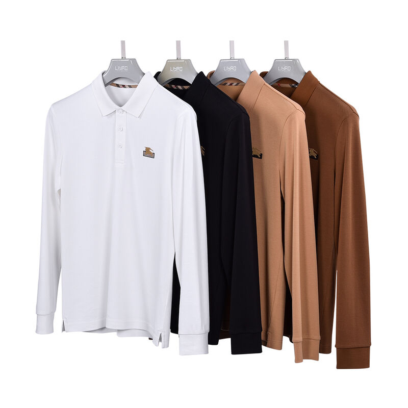 Áo thun polo nam dài tay thêu logo theo yêu cầu chất lượng cao