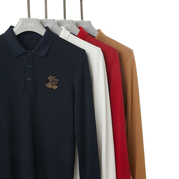 Nghề nghiệp Thiết kế áo polo nam Áo dài tay áo polo chất lượng cao chống nếp nhăn cho công việc Cotton thổi khô thêu