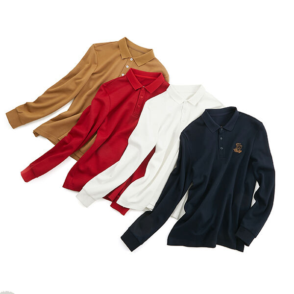 Nghề nghiệp Thiết kế áo polo nam Áo dài tay áo polo chất lượng cao chống nếp nhăn cho công việc Cotton thổi khô thêu