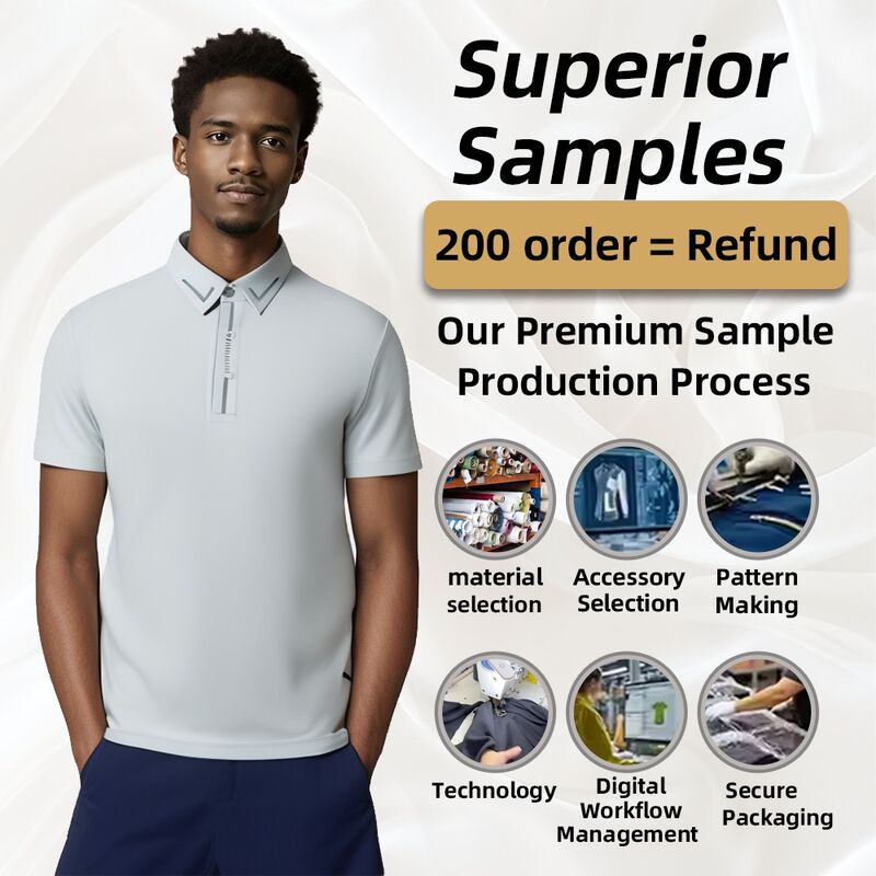 Thiết kế logo tùy chỉnh, khô nhanh, chất lượng cao, áo thun polo trắng đen cho nam