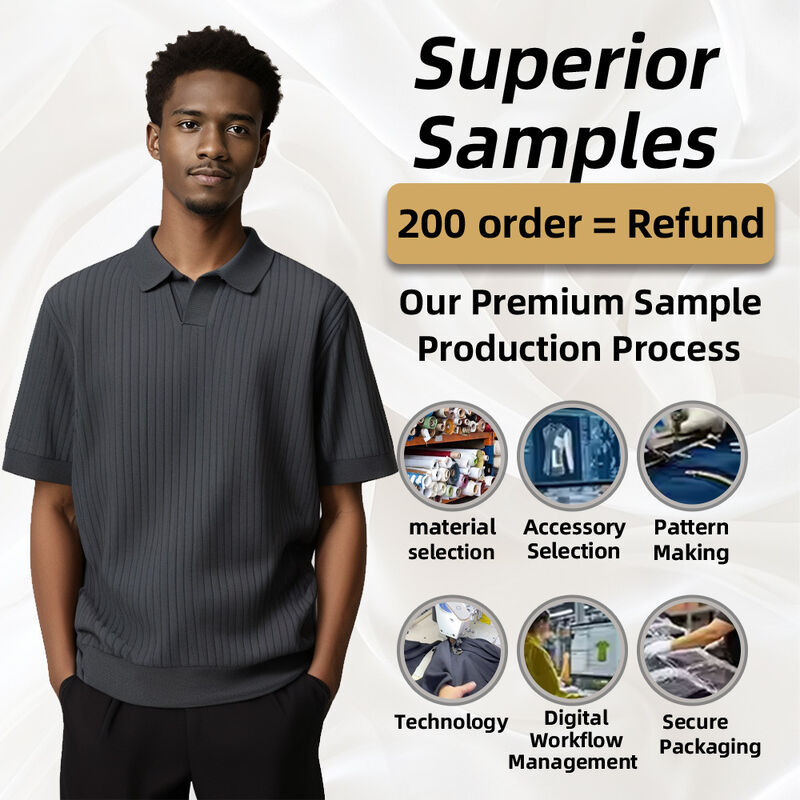 Trang phục áo polo nam tùy chỉnh với áo len dệt kim cotton phong cách Old Money & New Trend mùa hè tay ngắn, áo thun dệt kim trơn
