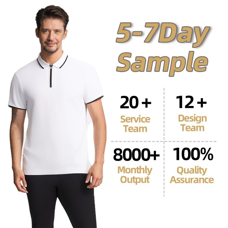 Áo thun golf POLO Cotton của nam giới bán zip tay áo ngắn Hít thở phong cách đan với trang trí nút chất lượng cao