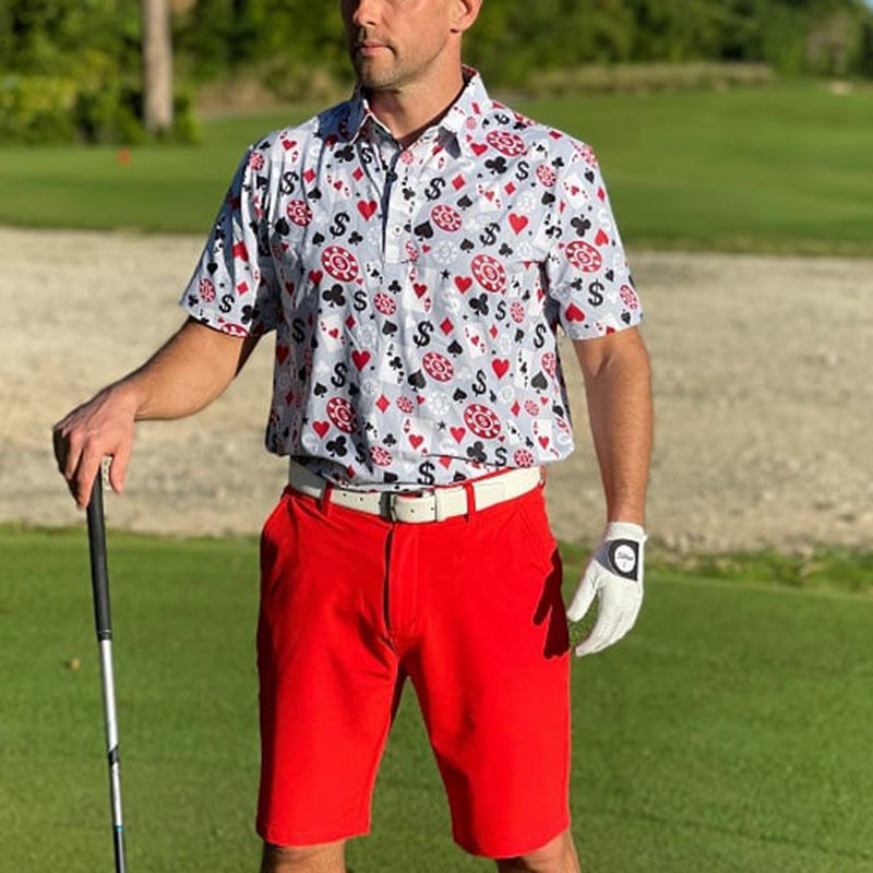 Áo polo golf tay ngắn nam chất lượng cao OEM, Blackjack, co giãn 4 chiều, nhẹ, khô nhanh, có thể tùy chỉnh logo