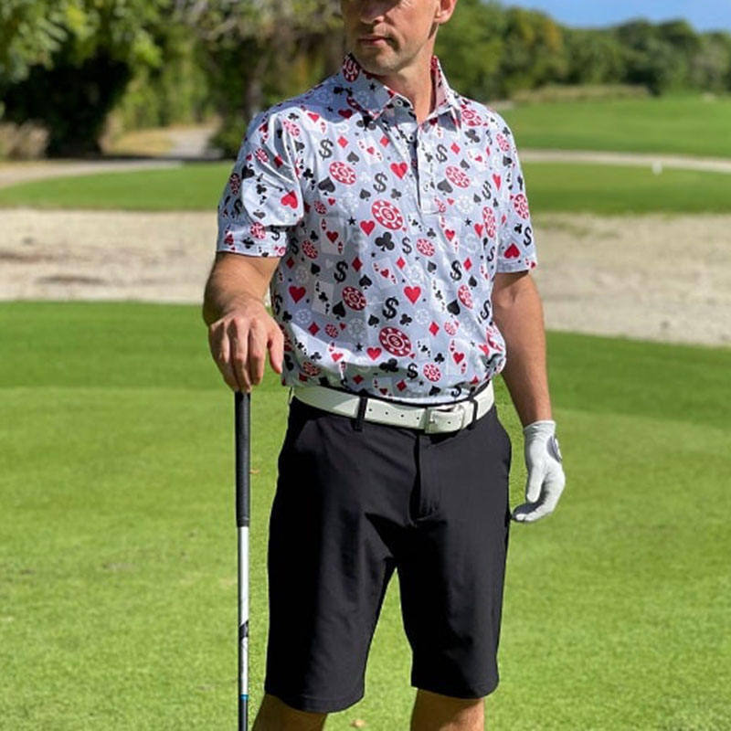 Áo polo golf tay ngắn nam chất lượng cao OEM, Blackjack, co giãn 4 chiều, nhẹ, khô nhanh, có thể tùy chỉnh logo