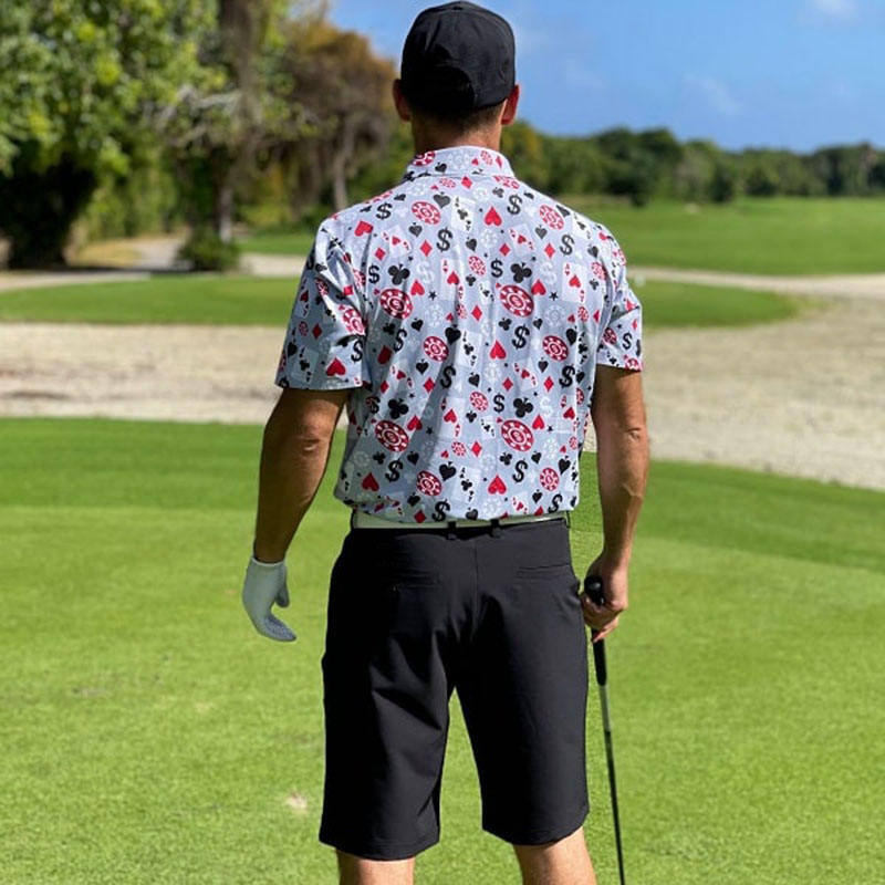 Áo polo golf tay ngắn nam chất lượng cao OEM, Blackjack, co giãn 4 chiều, nhẹ, khô nhanh, có thể tùy chỉnh logo