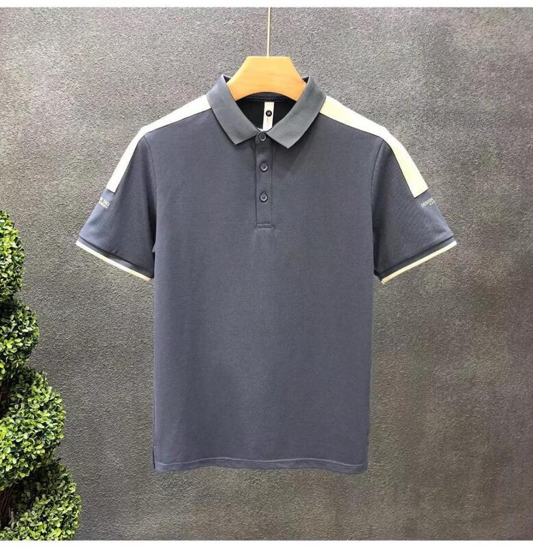 Áo Polo in mới của nam giới Áo Polo trắng của nam giới Áo thun thêu đơn giản Tay ngắn Áo Polo thông thường