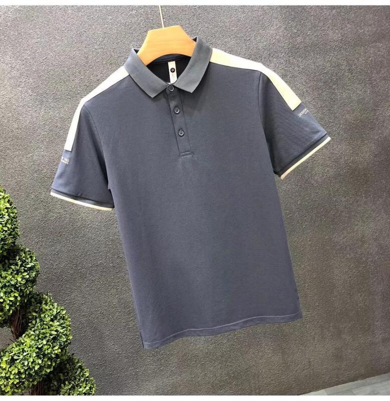 Áo Polo in mới của nam giới Áo Polo trắng của nam giới Áo thun thêu đơn giản Tay ngắn Áo Polo thông thường