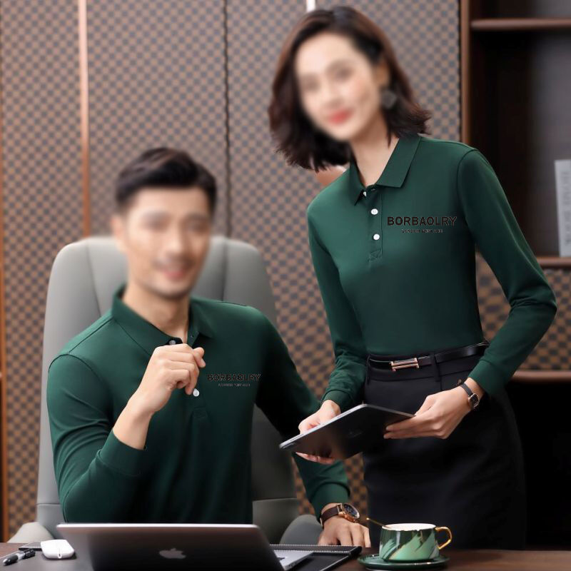 Áo polo tùy chỉnh tay dài Logo in thêu Áo polo bông trắng Áo polo tay dài nam