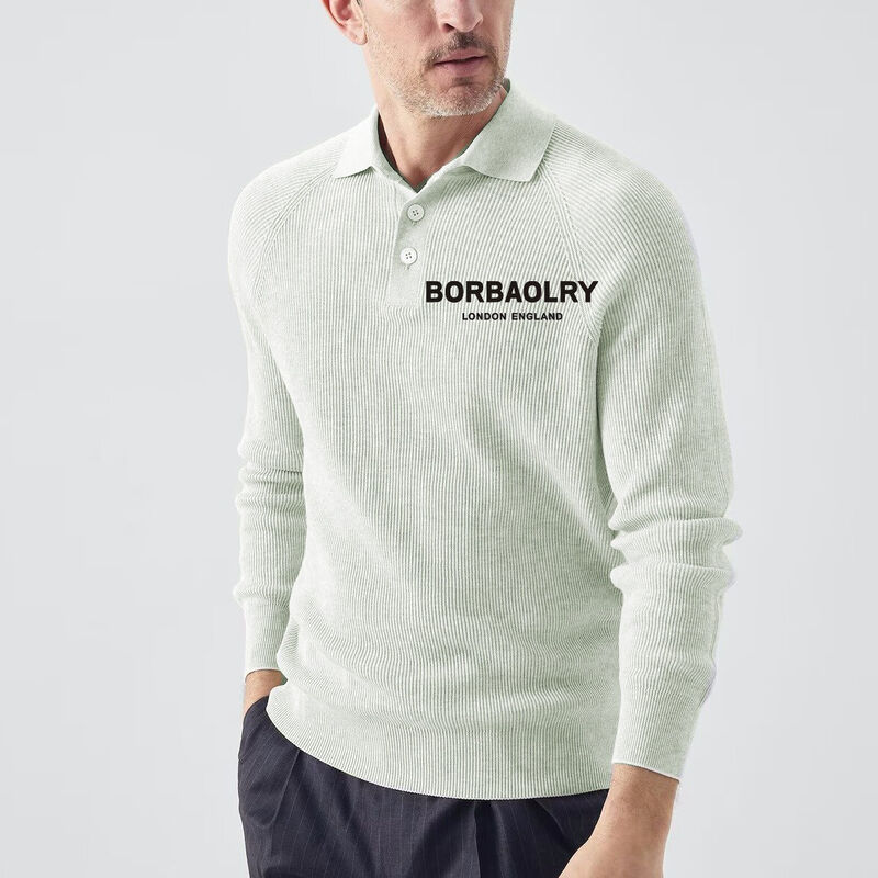 Đồ bán buôn nam giới Châu Âu Mỹ Lapel áo len thời trang Slim áo len tay dài áo len đan